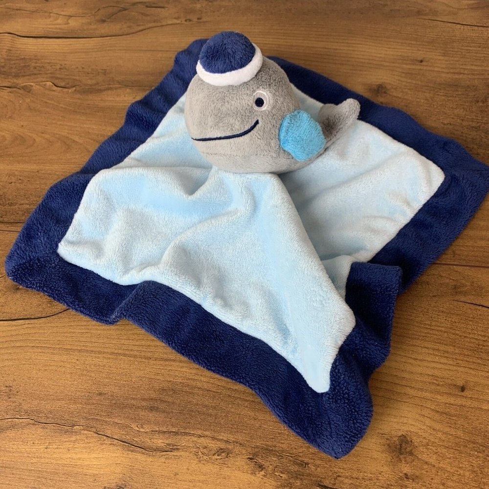 Bananafish Whale Sailor Fish Baby Blanket Security Lovey‎ Soft Infant 12” x 12”